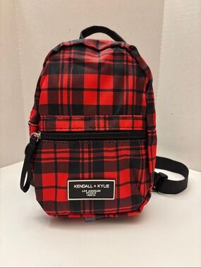 Kendall & Kylie Red and Black Plaid Mini Backpack